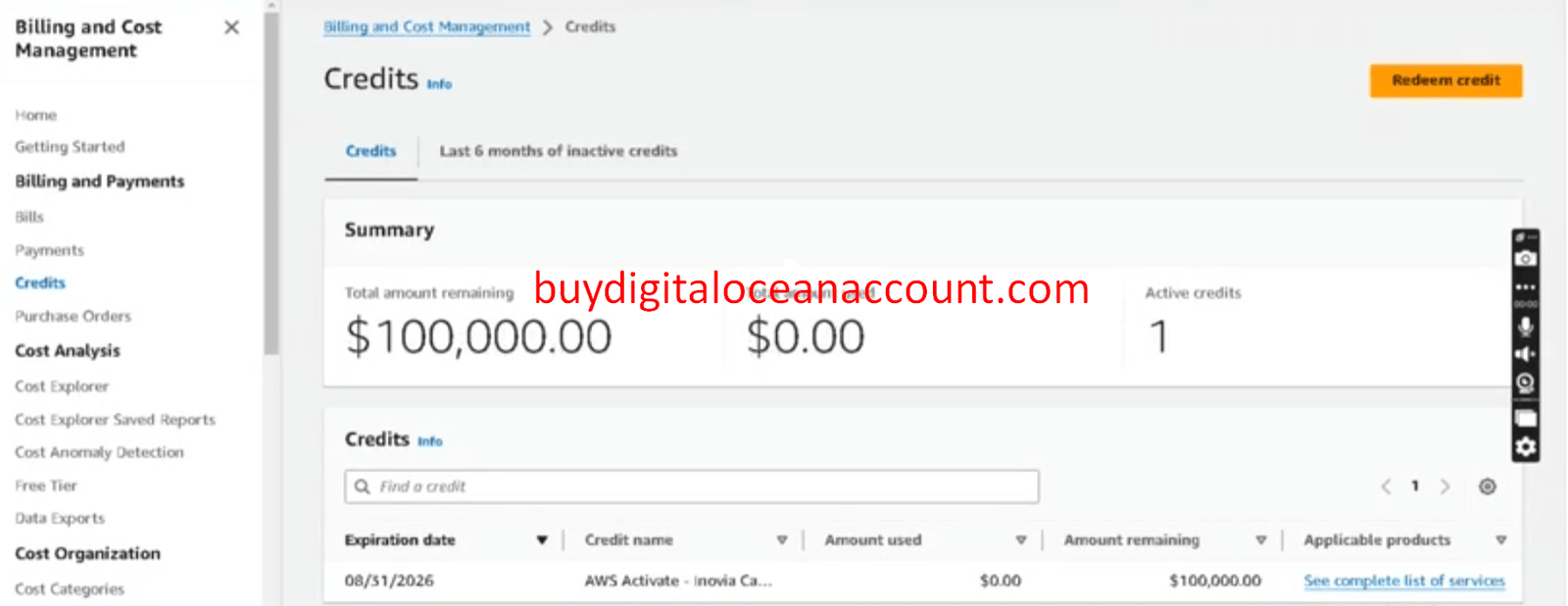 buy aws credit account online