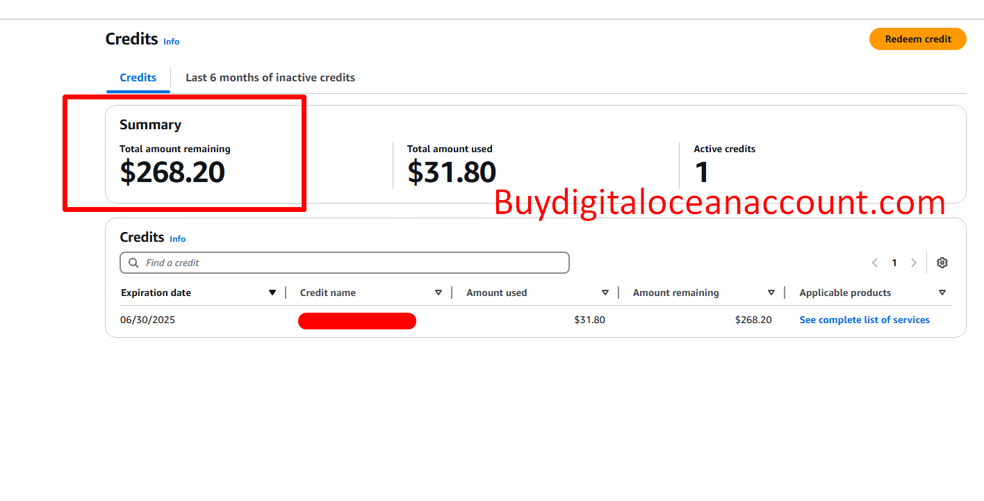 buy aws credit account